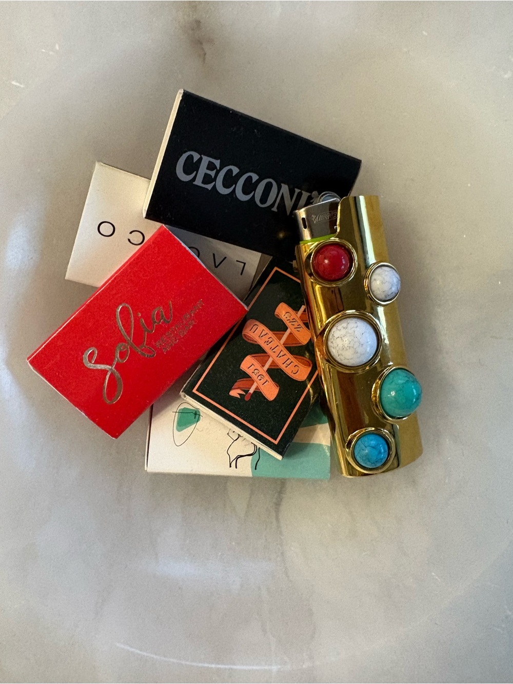 New Edie Parker x Wes Anderson Inspired *CHIC AF* Gemstone Turquoise Lighter Cas